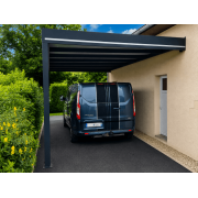 Carport 3.5x8.5m Toit Plat Panneaux Sandwich 16mm Adossé