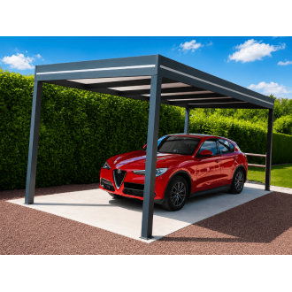 Carport Aluminium Toit Plat Panneaux Sandwich 16mm Autoporté 6x4m