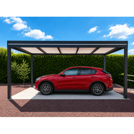 Carport Aluminium Toit Plat Panneaux Sandwich 16mm Autoporté 6x4m