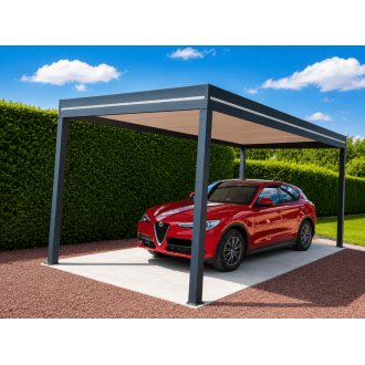 	Carport Aluminium Toit Plat Panneaux Sandwich 62mm Autoporté 6x5m