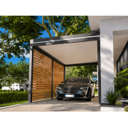 	Carport Aluminium Adossé Toit Panneaux Sandwich 62mm avec Option Brise Vue