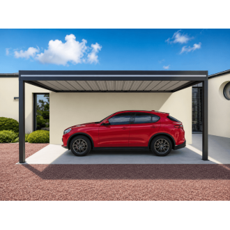 Carport Aluminium Toit Plat Bac Acier OBX Adossé Sur Mesure