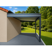 Carport Aluminium Toit Plat Bac Acier Adossé 5.8m