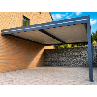 Carport Aluminium Toit Plat Bac Acier Adossé 5x2.7m