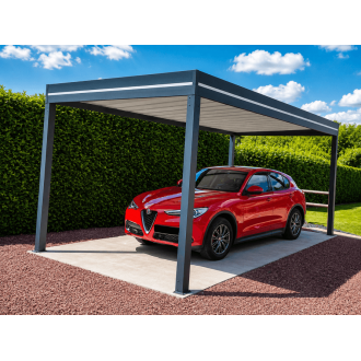 Carport Aluminium OBX Toit Plat Bac Acier Autoporté 5.8x4m