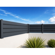 Clôture Aluminium Persiennée Lames 137x20mm Sans Vis à Vis Extérieur à Visser sur Muret ou Applique (à l'Anglaise) Sur Mesure