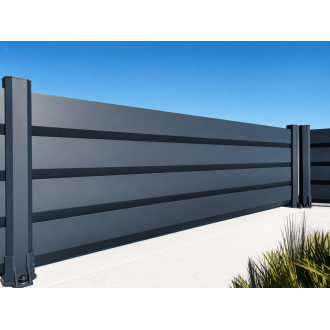 Clôture Aluminium Persiennée Lames 137x20mm Sans Vis à Vis Extérieur à Visser sur Muret ou Applique (à l'Anglaise) Sur Mesure