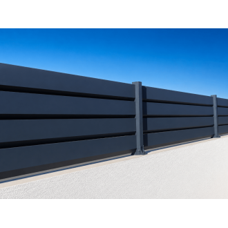 Clôture Aluminium Persiennée Lames 137x20mm Sans Vis à Vis Extérieur à Visser sur Muret ou Applique (à l'Anglaise) Sur Mesure