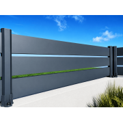 Clôture Aluminium Ajourée Lames 150x20mm à Visser sur Muret ou Applique (à l'Anglaise) Sur Mesure