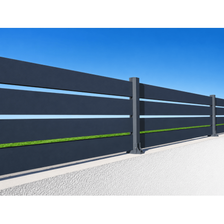 Clôture Aluminium Ajourée Lames 100x20mm à Visser sur Muret ou Applique (à l'Anglaise) Sur Mesure