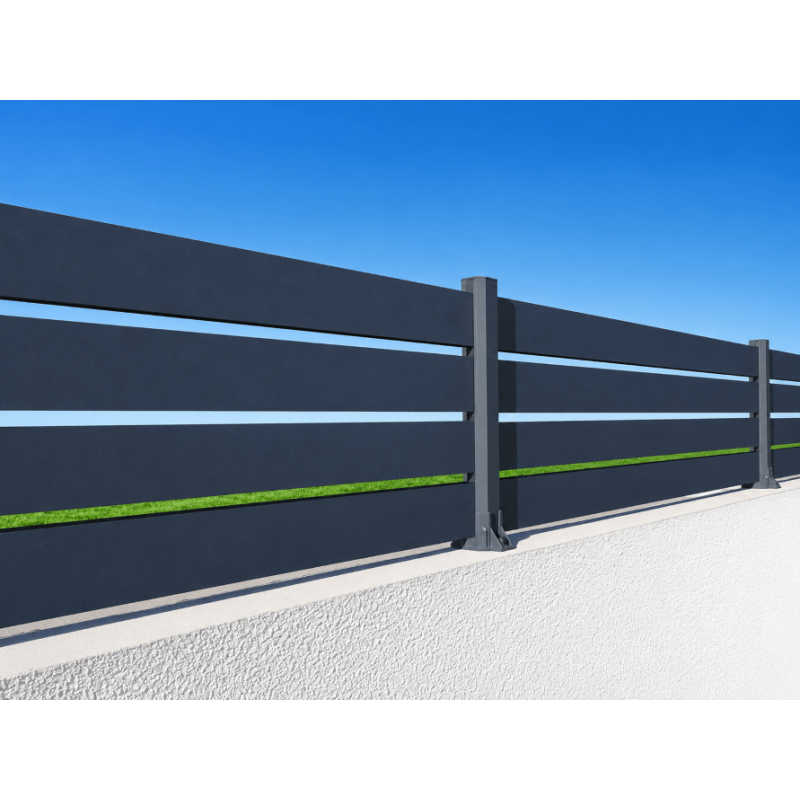 Clôture Aluminium Ajourée Lames 100x20mm à Visser sur Muret ou Applique (à l'Anglaise) Sur Mesure