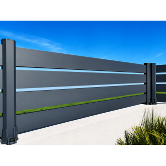 Clôture Aluminium Ajourée Lames 100x20mm à Visser sur Muret ou Applique (à l'Anglaise) Sur Mesure