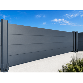 Clôture Aluminium Pleine Lames 100x20mm à Visser sur Muret ou Applique (à l'Anglaise) Sur Mesure