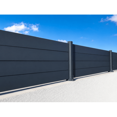 Clôture Aluminium Pleine Lames 100x20mm à Visser sur Muret ou Applique (à l'Anglaise) Sur Mesure