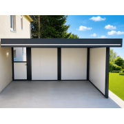 Parois Fixes Carport Panneaux Sandwich 27 mm Gris Anthracite 1 Face, Blanc 9010 1 Face