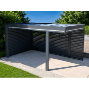 Claustras Fixes Brise-Vue Lames Horizontales RAL 7016 sur Carport