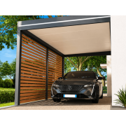Claustra sur Carport Brise-Vue Lames Horizontales Effet Bois
