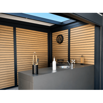 Claustra Fixe Lames Horizontales en Composite pour Pergola