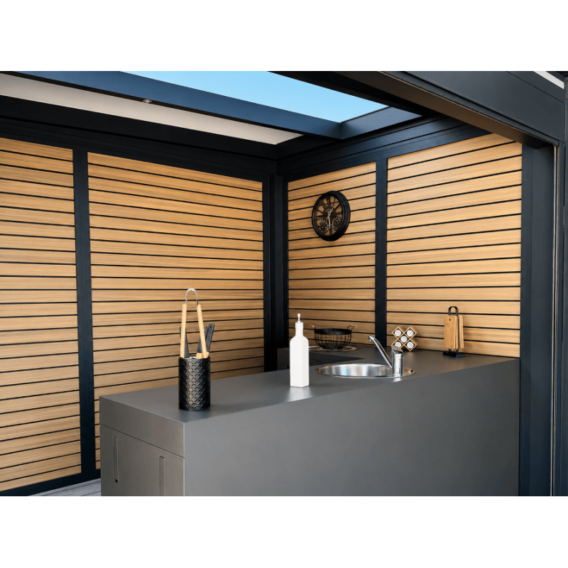 Claustra Fixe Lames Horizontales en Composite pour Pergola
