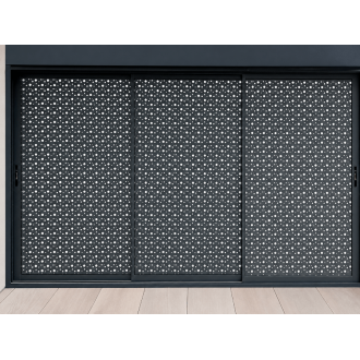 Claustra pour Pergola Coulissant 3 Vantaux Tôle Perforée Motifs Bulles