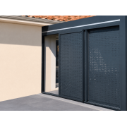 Paroi pour Pergola Coulissant 3 Vantaux Tôle Perforée Motifs Ellipses