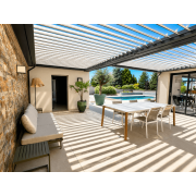 x2 pergolas bioclimatiques entre 3 murs 5.68x2.7m + 3.78x3.5m avec IPN (fourni par le client) pour jonction des 2 pergolas