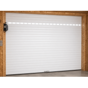  	Porte de garage enroulable pose en applique intérieure avec 1 rangée de lames hublots
