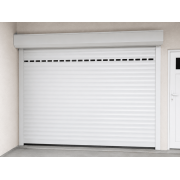 Porte de garage enroulable blanche avec 1 rangée hublots 
