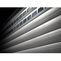 Porte de Garage Enroulable Électrique (Moteur SOMFY) Avec Hublots Aluminium Lames 77 mm Sur Mesure