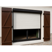 Volet roulant aluminium Somfy brun ral 8019 tablier beige ral 1015 pose sous linteau