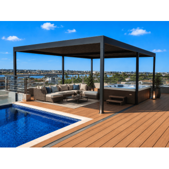 Pergola Bioclimatique Aluminium H3 AUTO-PORTÉE Lames Orientables Parallèles Électrique (Moteurs Double Vérins) Sur Mesure