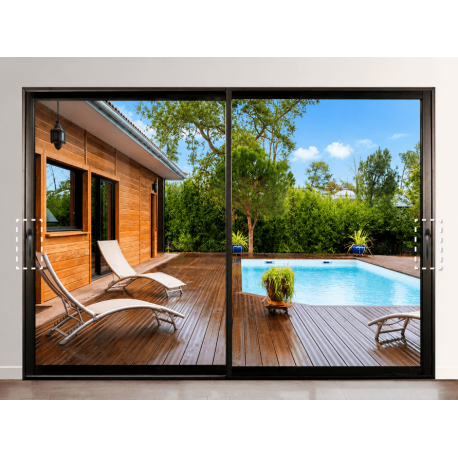 Baie Vitrée 2 Vantaux Coulissante Aluminium PROFILS SYSTÈMES Sur Mesure