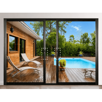 Baie Vitrée à Galandage 2 Vantaux Coulissante Aluminium PROFILS SYSTÈMES Monorail Sur Mesure