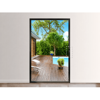 Porte-Fenêtre Aluminium 1 Vantail PROFILS SYSTÈMES Tirant Gauche Ouvrant Visible Ouverture à la Française Sur Mesure