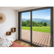 Baie Vitrée Coulissante Aluminium 2 vantaux 2x2.15m Gris Ral 9007