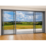  	Baie Vitrée Coulissante Aluminium 4 vantaux 4.5m x 2.15m