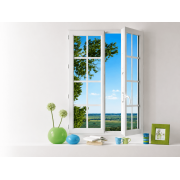 Fenêtre PVC 2 Vantaux Avec x4 Petits Bois Intégrés 26x8mm 8 Carreaux (Croisillons : x1 Vertical, x3 Horizontaux) par Vantail Tei