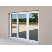 Porte-Fenêtre PVC 3 Vantaux (2 Ouvrants et 1 Fixe) 2.4 x 1.9 m avec Serrure