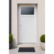Porte de service PVC 1 vantail avec oculus 1/4