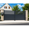Portail Battant Aluminium Danielle Semi Ajouré Horizontal Manuel ou Électrique (Moteur Somfy ou Nice) Sur Mesure