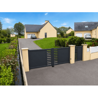 Portail Aluminium Plein et ajouré horizontal Dylia