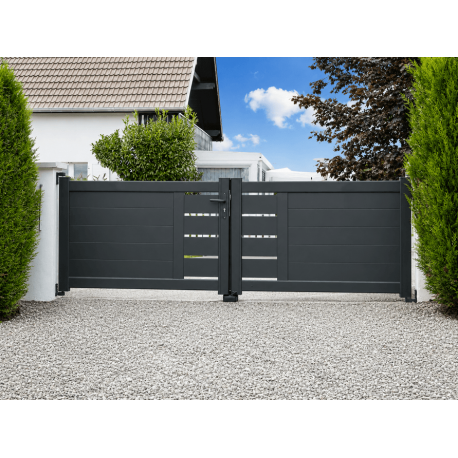 Portail Battant Aluminium plein et ajouré horizontal Soazic