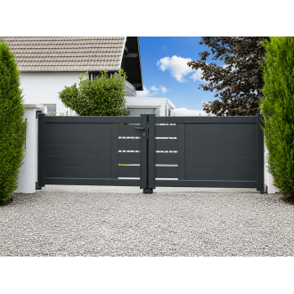 Portail Battant Aluminium plein et ajouré horizontal Soazic