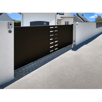 Portail Coulissant Aluminium plein et ajouré horizontal Soazic