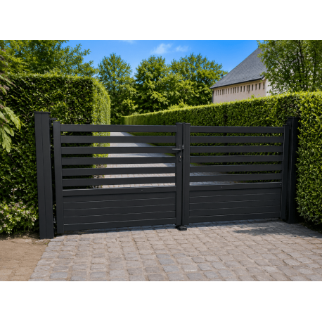 Portail Battant Aluminium ajouré horizontal Hélène
