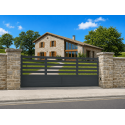 Portail Coulissant Aluminium Hélène 2/3 Ajouré Horizontal Manuel ou Électrique (Moteur Somfy ou Nice) Sur Mesure