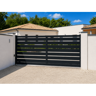 Portail Coulissant Aluminium ajouré horizontal Maeva