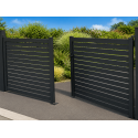 Portail Battant Aluminium Rose Ajouré Horizontal Manuel ou Électrique (Moteur Somfy ou Nice) Sur Mesure