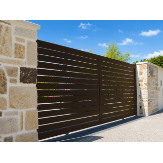 Portail Coulissant Aluminium ajouré horizontal Rose