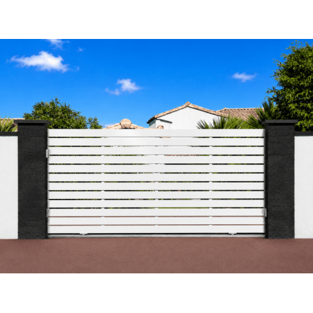 Portail PVC Coulissant Mel Lames Horizontales